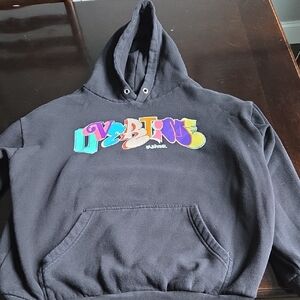 Men's Overtime Black Hoodie with Colorful Graphic. Adult Large